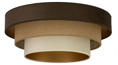 Produktbild von Deckenlampe Stoff E27 50 cm breit Braun Beige Sandfarben 3-flammig rund Modern Deckenleuchte