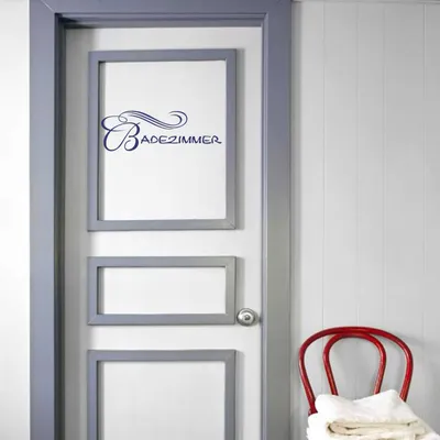 Produktbild von Wandtattoo - Wandaufkleber - Tür- Wandtattoo Badezimmer - 60cm x 20cm königsblau - Dekoration Küche Wohnzimmer Wand