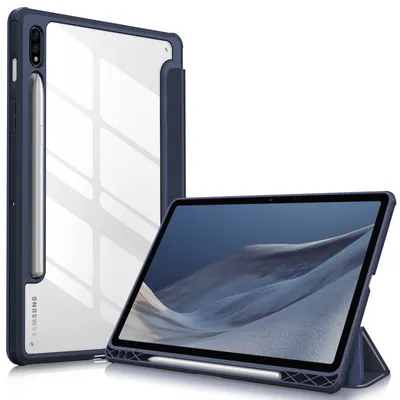 Produktbild von Fintie Hybrid Hülle für Samsung Galaxy Tab S8 11 Zoll 2022 /S7 11 Zoll 2020 - Stoßfeste Abdeckung mit Transparent Klar Hartschalen Rückseite Schutzhülle, Dunkelblau