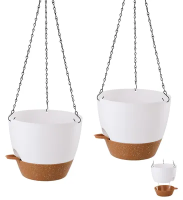 Produktbild von Selbstbewässernder Hängeampeltopf 25 cm Kunststoff Wasserstandsanzeige Innen und Außenbereich