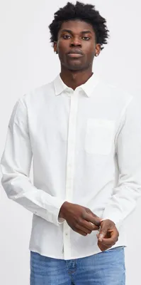 Image de Blend BHShirt - Chemise pour homme en mélange de lin, manches longues, col classique, boutons, poche poitrine, coupe classique