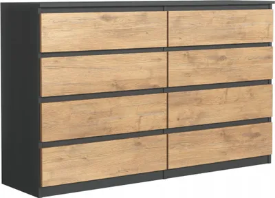 Image de Commode à 8 tiroirs, couleur : anthracite / chêne Lancelot, dimensions : 138 x 101 x 39 cm