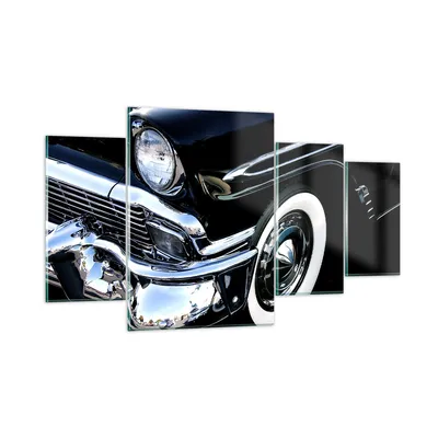 Produktbild von Bilder auf glas - Auto Chrom Kuba - 160x90cm - Glasbilder - Wandbilder - Kunstdruck - zum Aufhängen bereit - Wanddekoration aus Glas - Glas Bilder - Wandbild auf Glas - 4 Teile - GDL160x90-1451