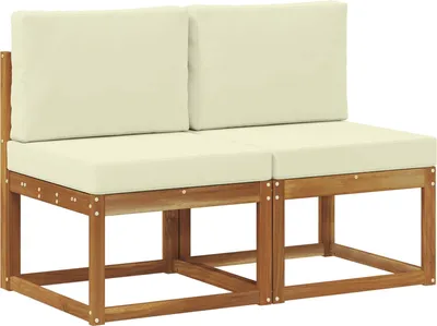 Produktbild von (Saisonschlussverkauf)2 Stück Outdoor Mittelsofa - modernen Design - Balkonmöbel Gartengarnitur - Massivholz Akazie Natur - Gartensofas NeuMöbel49623