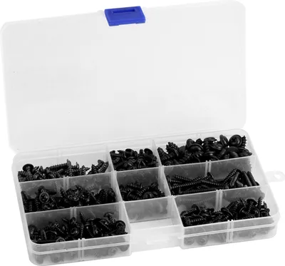 Obrázek produktu pro Šrouby, Samořezné šrouby, Sada černých šroubů, Sada přírubových šroubů, Sada samořezných šroubů