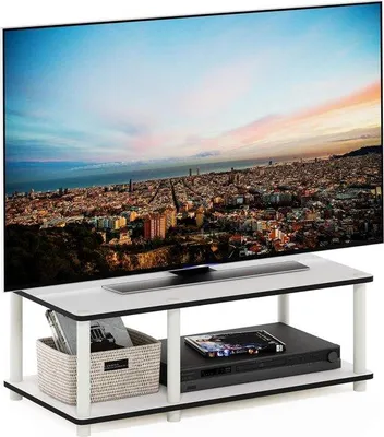 Image de Support TV - Table basse - Blanc - 80 (largeur) x 27,7 (hauteur) x 39,6 (profondeur) cm