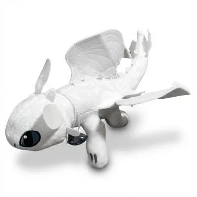 Produktbild von Wiztex Night Fury Dragon Plüschtier - 35 cm Toothless Dragon Kuscheltier Weiß Stofftier Geschenk für Kinder