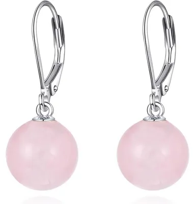 Produktbild von Ohrringe Sterling Silber Rosenquarz Hängend 8 mm
