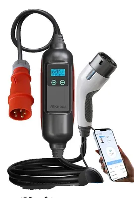 Produktbild von EV Tragbarer Ladegerät, 6A-32A Einstellbarer Strom, IP65 Wetterfest, 22KW und 32A Adapter, Typ2