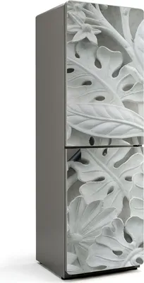 Obrázek produktu pro Reliéfní vzor listů a květin - Magnetický kryt lednice - Magnetická dekorace do kuchyně - Magnetická dekorace na lednici - Samolepicí magnetická tabule - Magnetická fólie na dveře lednice - 60x190 cm