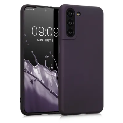 Produktbild von kwmobile Case kompatibel mit Samsung Galaxy S21 Hülle - Schutzhülle aus Silikon metallisch schimmernd - Handyhülle Metallic Brombeere