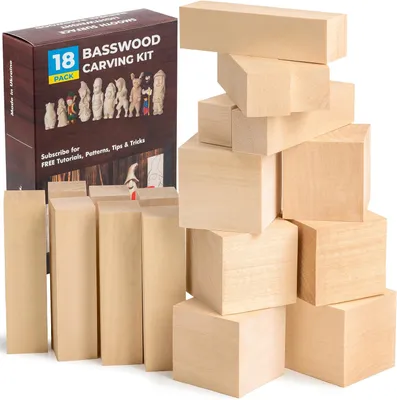 Productafbeelding van Lindehouten snijblokken BW18 stuks Hout snijden Snijblokken Lindehout voor het snijden van hout Houtsnijwerkset Hout ambachten
