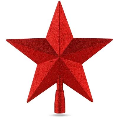 Produktbild von Baumspitze für Weihnachtsbaum Christbaumspitze Aufsatz für Tannenbaum Weihnachtsdekoration (Stern-Voll-Rot)