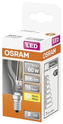 Produktbild von Osram STAR, 5,5 W, 60 W, E14, 806 lm, 15000 h, Warmweiß