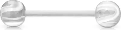Produktbild von viva-adorno Barbell Piercing Stab Zungenpiercing Kunststoff Marmor Kugeln weiß marmoriert Kunststoff verschiedene Farben Z313,klar