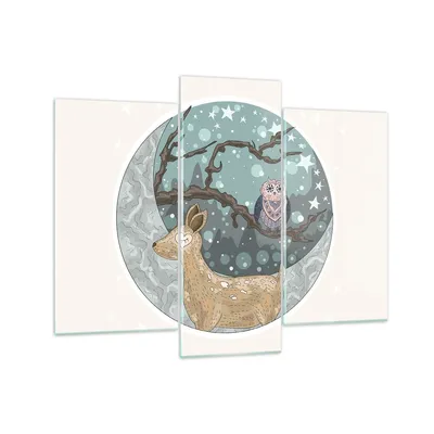 Produktbild von Bilder auf glas - Tiere Nacht Mond Eule - 130x100cm - Glasbilder - Wandbilder - Kunstdruck - zum Aufhängen bereit - Wanddekoration aus Glas - Glas Bilder - Wandbild auf Glas - GCB130x100-2853