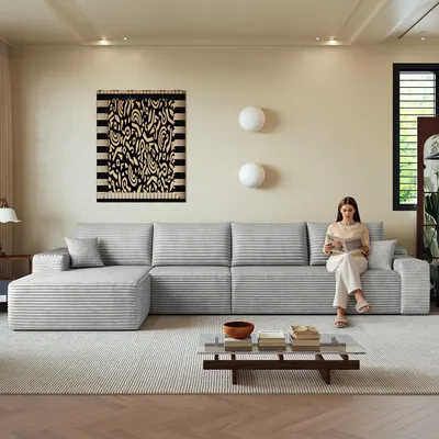 Produktbild von 340cm Boneless Modular Ecksofa,mit L-förmiger Chaiselongue, modernes modulares Sofa ,mit tiefer Sitzfläche,Keine Montage erforderlich