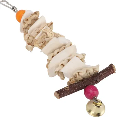 Image de Jouets Cuttlebone Jouets à mâcher suspendus pour perroquets avec cloche pour perroquets gris africains Perruches20cm/7.9in