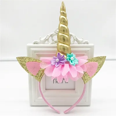 Produktbild von CHPN – Einhorn-Stirnband – Einhorn-Diadem – Goldene Krone voller Blumen – Kinderparty – Geschenk – Sinterklaas