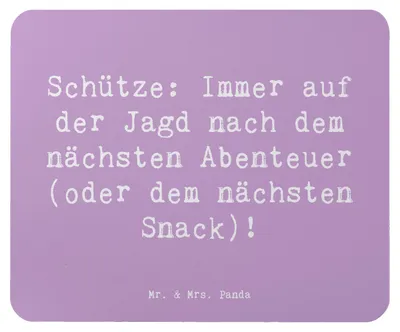 Produktbild von Mr. & Mrs. Panda Mauspad Spruch Abenteuer Schütze - Lavendeltraum - Geschenk, mousematte, pc mausunterlage, Optimismus, für Abenteuerliebhaber, Mouse Pad, Abenteuerlust