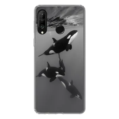 Produktbild von MuchoWow® Handyhülle Schutzhülle Hülle für Huawei P30 Lite Orca - Wasser - Schwarz - Weiß Silikon Softcase Handy Hülle - Handyhülle