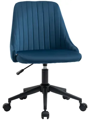 Produktbild von Bš¹rostuhl aus blauem Samt mit verstellbarer H?he, ergonomischer 360¡ã-Drehstuhl mit Rollen, 50 x 58 x 77šC87 cm