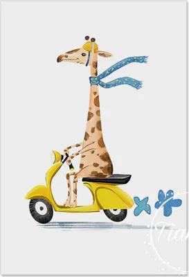 Produktbild von TPFLiving Kunstdruck LW-1309 (OHNE RAHMEN) Poster - Leinwand - Wandbild - Hochauflösender Giclée-Druck, langlebig und hochwertig - Mond Luftballon, Heißluftballon, Hase, Giraffe-  - Größe: 30x40cm
