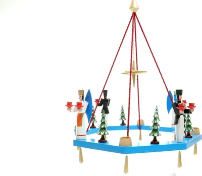 Produktbild von Lichterkranz  Adventskranz blau mit Engel und Bergmann BxT = 38x38cm NEU