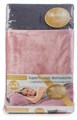 Zdjęcie produktu dla Zestaw pościeli dwustronnej Gözze z kaszmiru, 2-częściowy: poszewka na kołdrę 155 x 220 cm, poszewka na poduszkę 80 x 80 cm, kolor 39 – staro-różowy/antracytowy