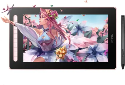 Produktbild von XP-PEN Artist 16 2. Generation Grafiktablett 15,4 Zoll Grafikmonitor, X3 Smart-Chip Stift mit 10 Schnellzugriffstasten, 127 % sRGB Farbraum, Drawing Tablet zum Skizzieren, Zeichnen (Rosa)