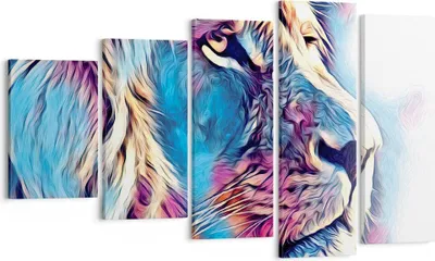 Produktbild von Bild auf Leinwand - Leinwandbild - 5 Teile - Löwe Mähne Märchen - 100x60cm - Wand Bild - Wanddeko - Wandbilder - Leinwanddruck - Bilder - Wanddekoration - Leinwand bilder - Wandbild - EG100x60-4713