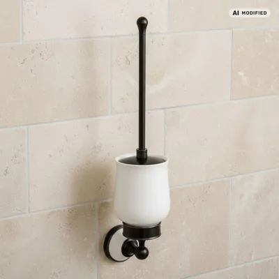 Obrázek produktu pro PaulGurkes Nostalgická retro štětka na WC Štětka na WC černá s bílou keramickou vložkou