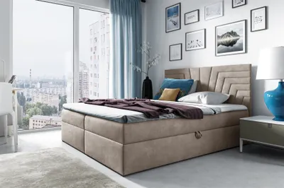 Produktbild von Boxspringbett Schlafzimmerbett 160x200cm LAZARO Nr.4 Ecru inkl. Bettkasten