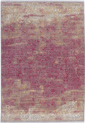 Produktbild von Qiyano Teppich für Wohnzimmer Esszimmer mit Fransen Vintage Used Look  Blumenmuster rot, 120 x 170 cm