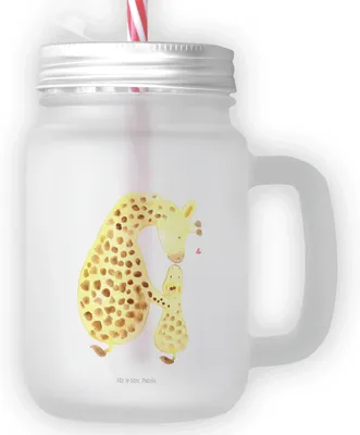 Produktbild von Mr. & Mrs. Panda Glas Giraffe Kind - Transparent - Geschenk, Tochter, Trinkglas mit Strohhalm, Becher, Schraubdeckel, Mama, deckel, Lieblingsmensch, Sohn, Mutter, Afrika