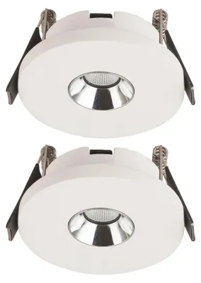 Produktbild von 2er Set LED Einbaustrahler, Gips weiß, Chrom, D 9 cm