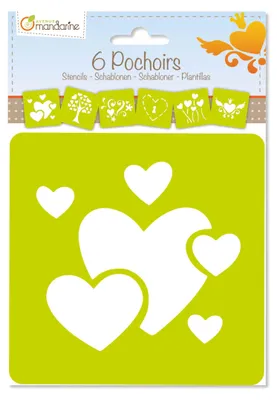 Produktbild von Avenue Mandarine 3x 6-teiliges Schablonenset für Kinder, Herzen - Orange 42640O