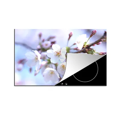Produktbild von KitchenYeah© Herdabdeckplatte Blumen - Sakura - Zweig , 80x52cm, Küche Deko, Glaskeramikkochfeld Herdabdeckung, Abdeckplatte fùr Kochfeld
