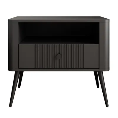 Produktbild von Nachttisch ELYSIA mit Schublade, Schwarz / Schwarz matt