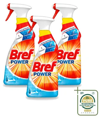 Produktbild von 3 x Bref Power Badreiniger - Anti-Kalk & Schmutz - 750 ml - Vorratspackung - 3 Stücke