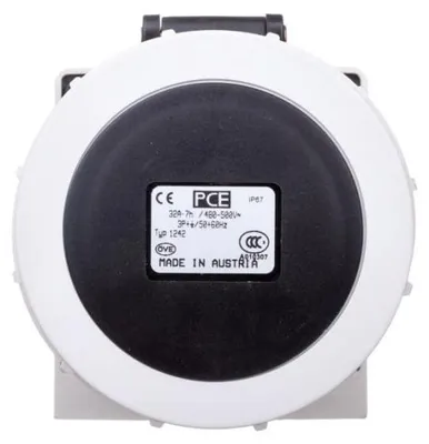 Productafbeelding van Wandcontactdoos, 32A, 4-polig, 500V, zwart, IP67 /zonder kabelinvoeraansluiting/ 1242-7