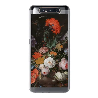 Produktbild von MuchoWow® Handyhülle Schutzhülle Hülle für Samsung Galaxy A80 Stilleben mit Blumen und einer Uhr - Gemälde von Abraham Mignon Silikon Softcase Handy Hülle - Schutzdeckel