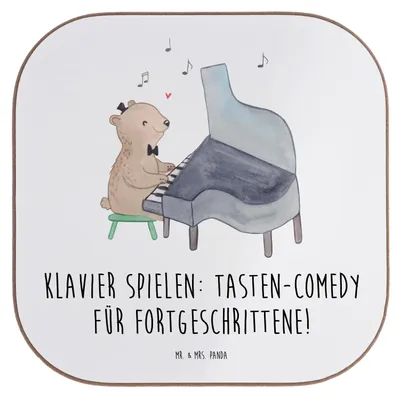 Produktbild von Mr. & Mrs. Panda Untersetzer für Gläser Klavier Tasten - Weiß - Geschenk, Lernen, Konzert, Musiker, Tasteninstrument, Elfenbeintasten, Coaster, Tischuntersetzer, Musik