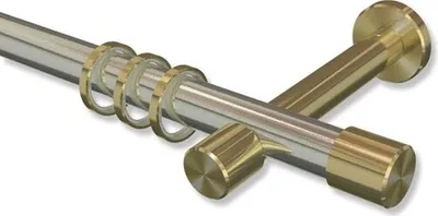 Produktbild von Interdeco Gardinenstange, Vorhangstange Edelstahl-Optik / Messing-Optik Modell Prestige Santo, 20 mm Ø 1-läufig, 320 cm (geteilt)