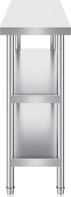 Zdjęcie produktu dla SucceBuy 14 x 48 x 34 calowy stół do przygotowywania żywności ze stali nierdzewnej, komercyjny stół kuchenny, z 2 regulowanymi dolnymi półkami, solidny metalowy stół roboczy do grilla, kuchni, domu, garażu