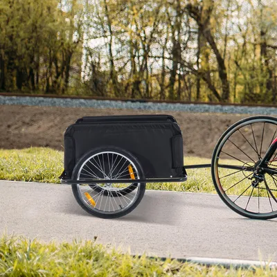 Produktbild von Fahrradanhänger klappbar, Lastenanhänger Stahl, Transportanhänger 600D Oxford, Schwarz | 84,5 x 61 x 38 cm | bis 40 kg | 20-Zoll-Reifen