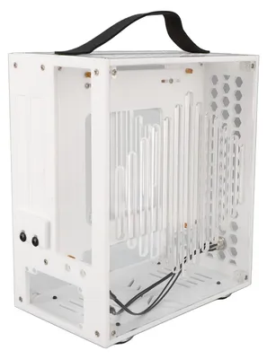 Image de Boîtier PC ITX miniature 23 x 20,5 x 12 cm, en acrylique transparent, boîtier PC de bureau portable à monter soi-même, boîtier à circulation d'air à 360 degrés, blanc