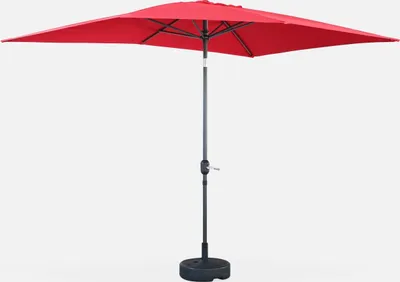 Produktbild von sweeek Sonnenschirm, Rot, Rechteckig, 2x3 m (B1.98xT2.96xH2.43m), Aluminium, Polyester, Stahl, drehbar, kippbar, Kurbelöffnung, wasserabweisend, belüftet, anthrazitfarbener Zentralmast, für Garten & Terrasse, 38mm Mastaufnahme, 4.7 kg, Modell Touquet