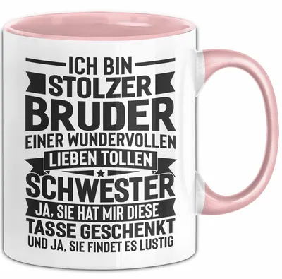 Produktbild von Bruder Geschenk Tasse Lustig Geschenkidee Für Besten Bruder (Rosa)