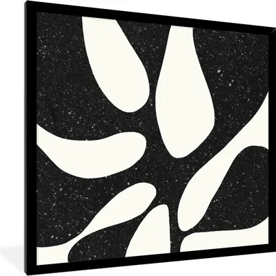 Produktbild von MuchoWow® Gerahmtes Poster Pflanze - Schwarz - Minimalismus 40x40 cm - Poster mit Schwarzem Bilderrahmen Wandposter Rahmen Foto Bilder - Mit Rahmen - Wanddekoration Schlafzimmer